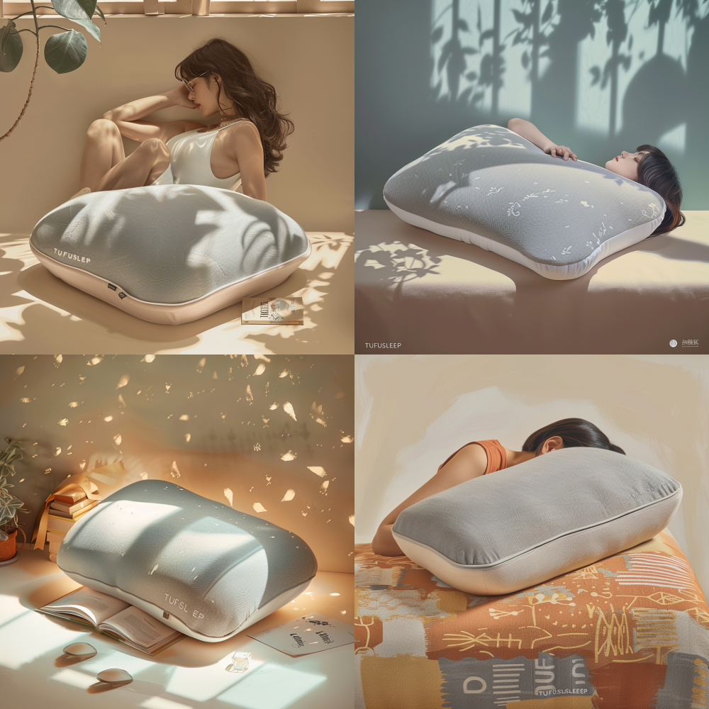 Using a relaxed and bright light French home style as the tone, the composition adopts a downward facing mid shot: a woman wearing a light beige silk camisole dress lazily lies on a light white plush sofa, with a brown headrest, holding a magazine to cover half of her face and show a laughing expression, while lightly touching the large memory cotton pillow next to her with the other hand (referring to the pillow in the picture, with exquisite embroidery in the lower left corner of the pillow, wrapped in a beige coarse knitted tassel blanket, and a deep brown tapered edge table next to the sofa (decorated with amber and spherical lights). Scene elements: The background is a green courtyard with floor to ceiling glass, and the ground is covered with light white tiles. The light and shadow are soft natural light from the side (penetrating through the glass), and the light ratio forms diffuse reflection highlights on the silk skirt and knitted blanket texture, while the ceramic tile floor refracts soft light spots. The color system is mainly composed of low saturation white, rice, light yellow green, and brown. In terms of material texture, the skirt appears silky smooth and hanging, the sofa has a plush texture, and the knitted blanket has a coarse fringe texture. The overall shooting texture adopts real life scenes, with a shallow depth of field focusing on the interaction between people and cats, conveying a pleasant and leisurely home atmosphere. < https://oc.superx.chat/img/1776759560285.jpg > < https://oc.superx.chat/img/1776759144778.jpg > < https://oc.superx.chat/img/1776759092578.jpg > < https://oc.superx.chat/img/1776759574224.jpg > < https://oc.superx.chat/img/1776759539273.jpg > “TUFUSLEEP”1:2f/2.8 --v 6