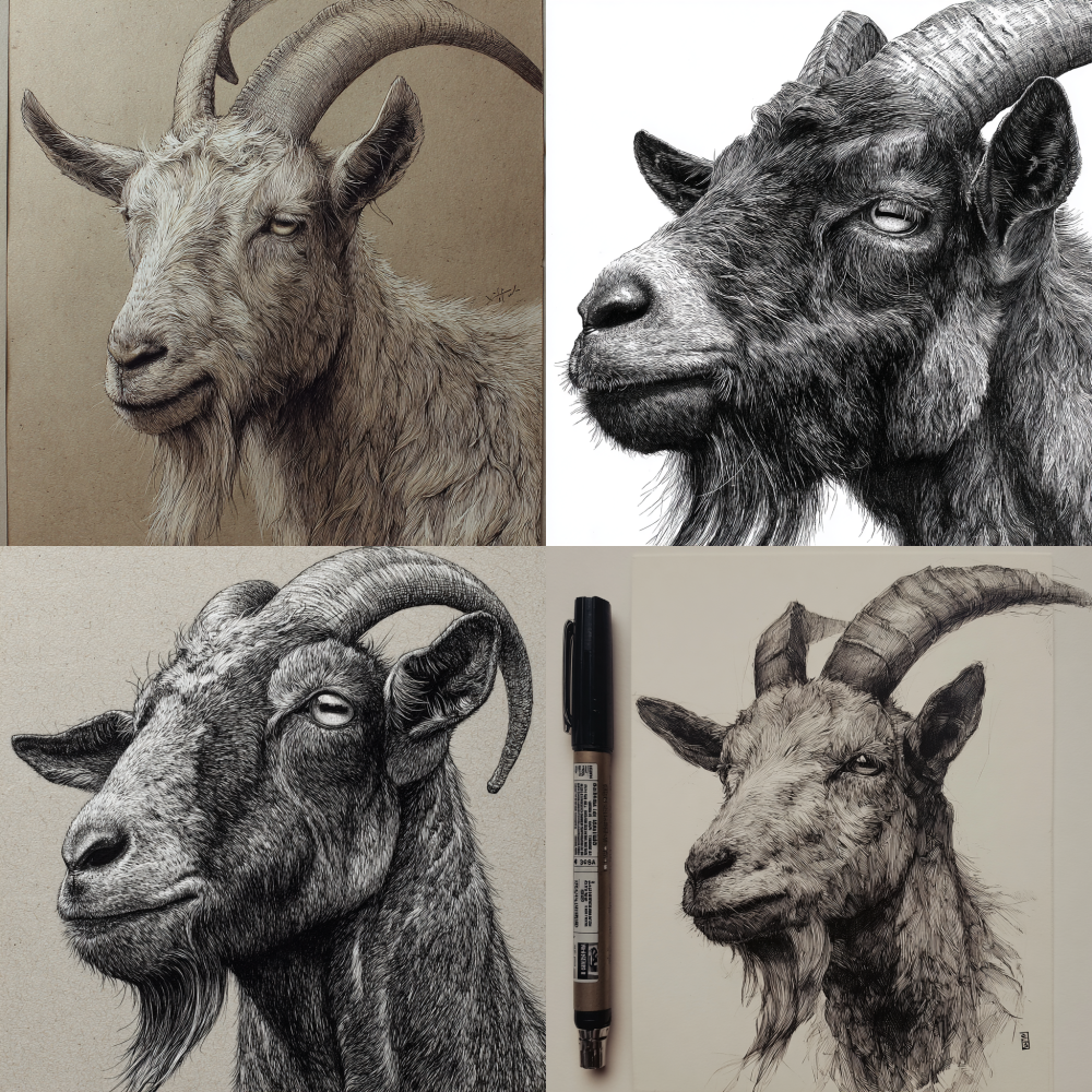 ink drawing , hyper detailed, goat, ink illustration. realistic.