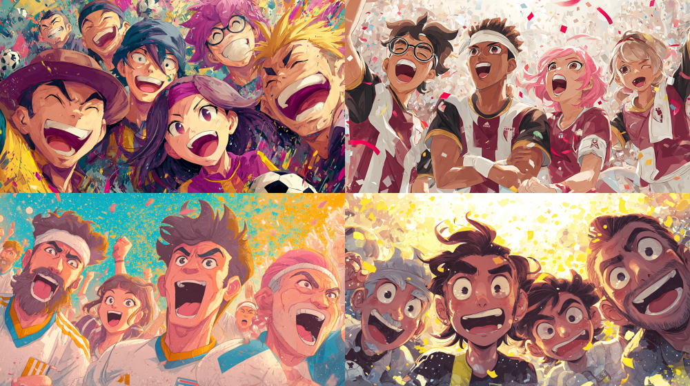 Create a captivating and whimsical anime-style promotional poster for the exhilarating Italian Serie A match between Torino and Parma. The characters should beautifully embody the spirit and passion of each team, exuding joy and enthusiasm, all set against a lively and dynamic backdrop filled with energy and movement. --ar 16:9 --style raw --style cute