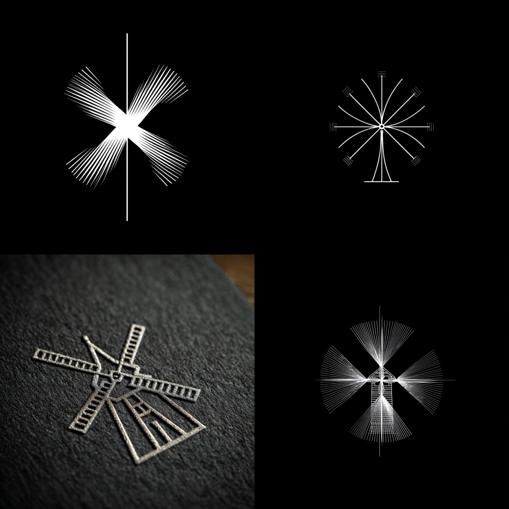 The trademark of minimalist lines is composed of, resembling the shape of a windmill, with one for each windmill blade LOGO,4FF