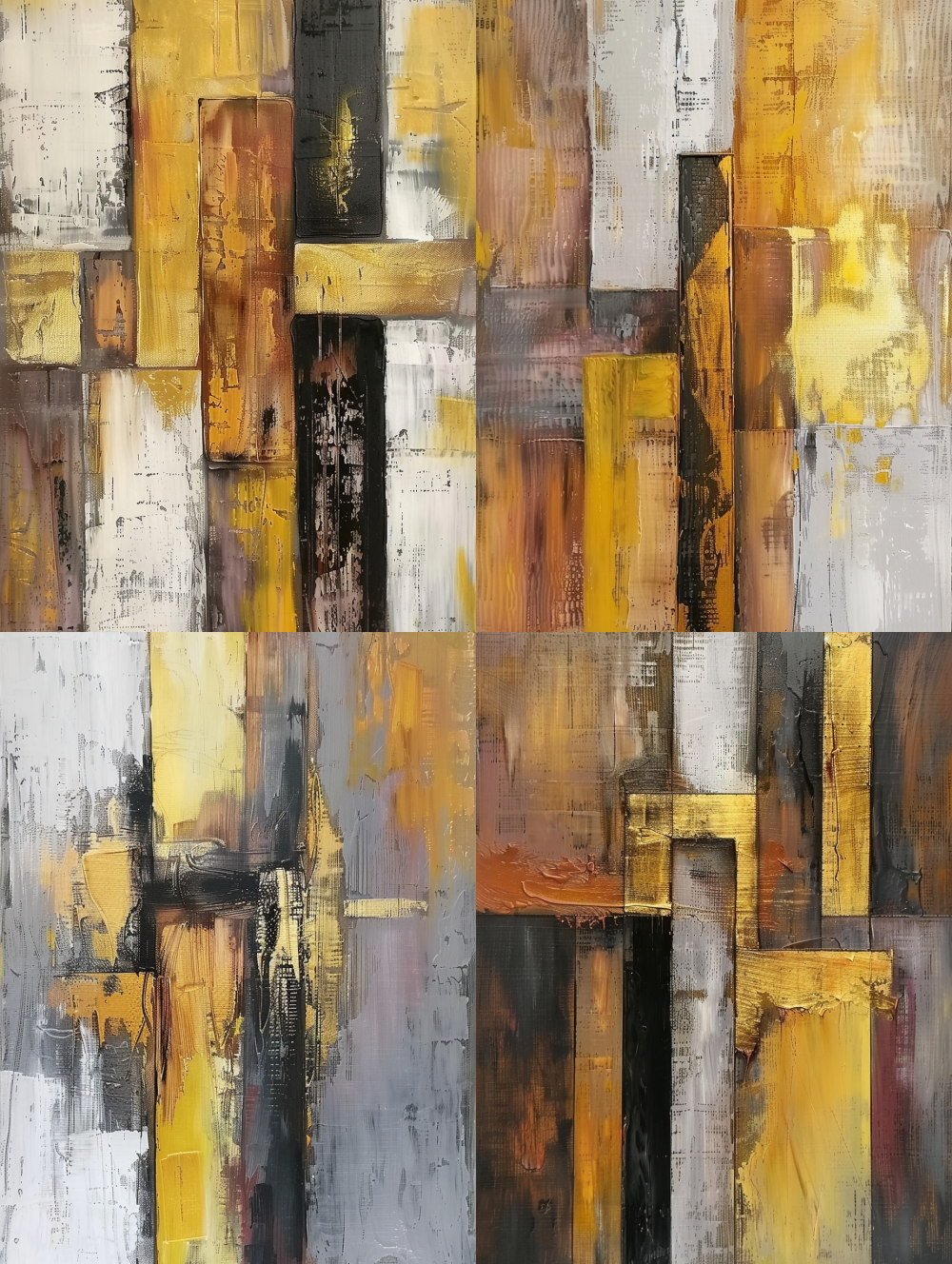 < https://oc.superx360.com/img/1786690047782.png > This is a handpainted neutral abstract geometric painting featuring Industrial Gold Grid Abstract Oil Painting Vertical Heavy Textured . visible textured brushstroke. --ar 3:4 --iw 2 --v 6