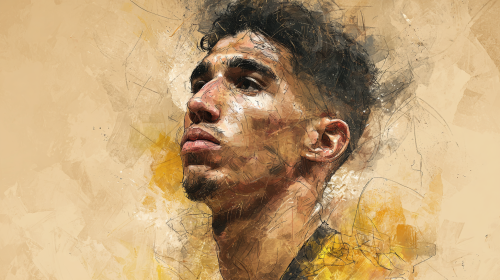 Create an exquisite portrait of Achraf Hakimi, capturing his charisma and athleticism in a stunning composition. --ar 16:9 --v 7 --style raw --stylize 100