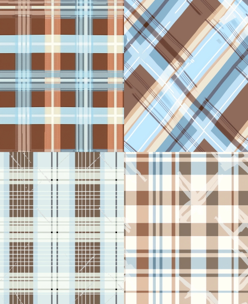 a seamless pattern of light blue and brown plaid, vector illustration, simple flat design with bold lines and solid colors, suitable for clipart or children's  fabric, pastel color palette, cute and playful style, high resolution, no background noise.     --ar 105:128    --v 6  --tile