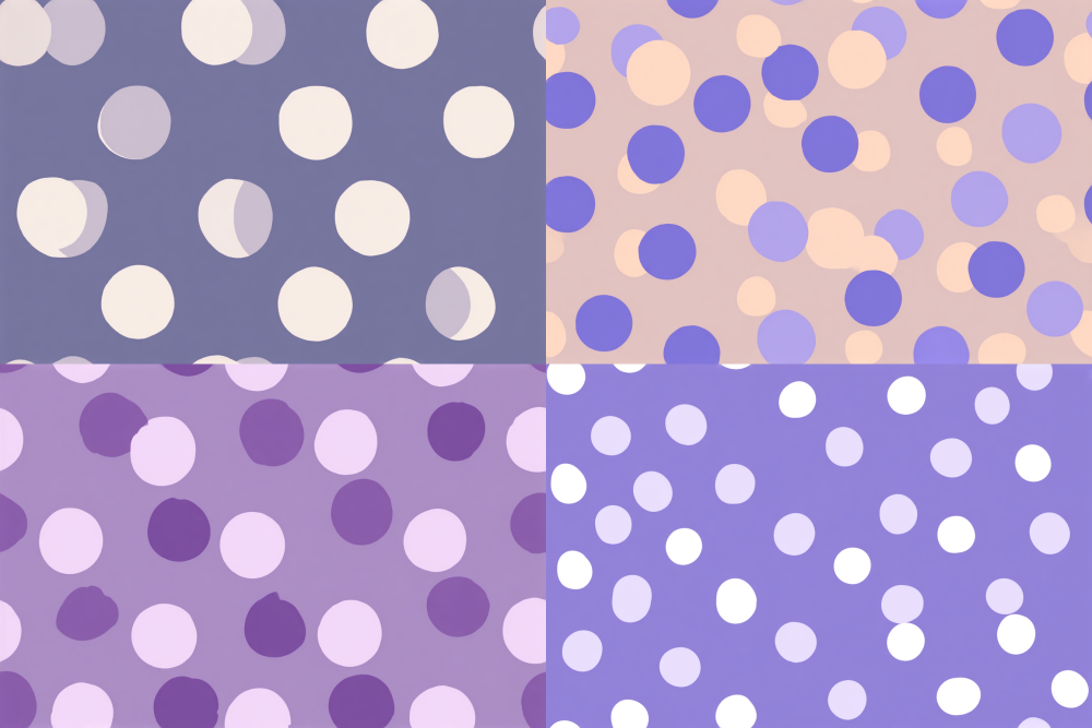 polka dot pattern, scattered non-overlapping circles of uniform size, digital lavender and serene clay only, solid color background, minimalistic, graphic design  --style raw  --ar 3:2  --tile