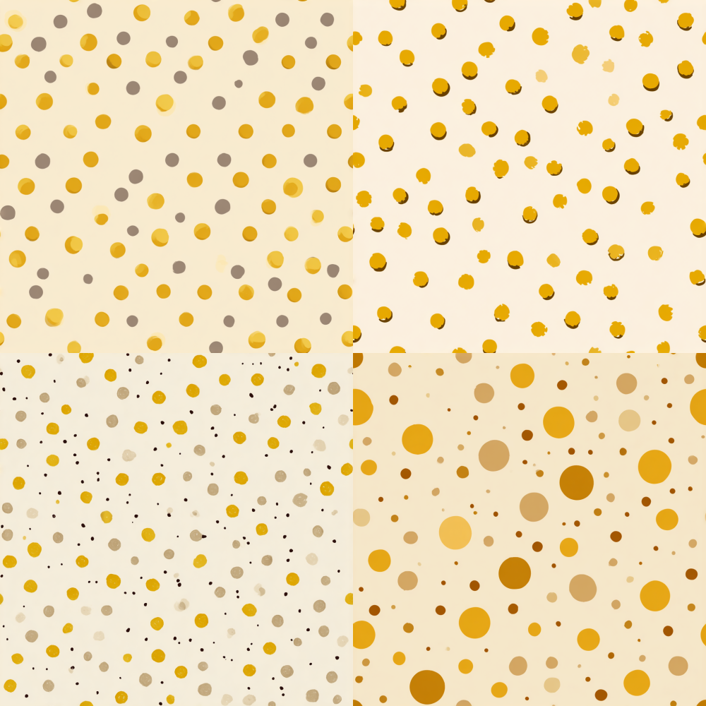 Dot pattern design: evenly sized dots are sparsely arranged and do not overlap, leaving ample negative space. Color scheme: Bright sundial yellow dots embellished on a creamy beige background, presented in a flat illustration style.    --style raw   --tile