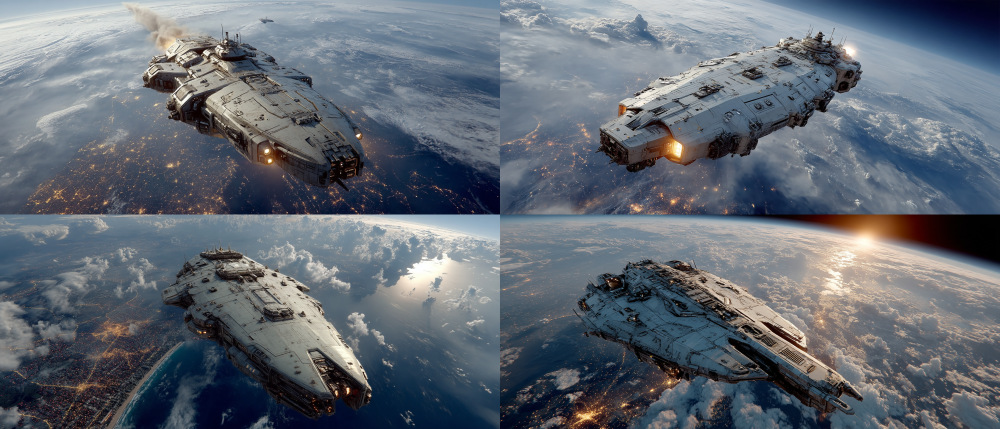 Colonial Fleet, located above a human science fiction city, with a dark silver main color scheme, dark color scheme, science fiction style, dark silver main color scheme, strong contrast of light and shadow, rich details, high resolution, full of technology, futuristic style, flashing aperture halo, advanced rendering, ultra high definition, overall with a science fiction feel, super realistic, movie grade lighting, movie grade visuals --ar 21:9 --ar 21:9 --q 2 --s 750