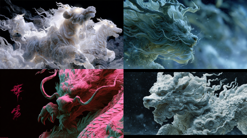 中国神话生物，山海经【麒麟】，中式奇幻, 电影质感，水墨+生物荧光+ 东方美学，神秘感 → 震撼 → 温情/哲思，全景镜头，3D动态 + 光影大片震撼感。   --ar 16:9  --v 7