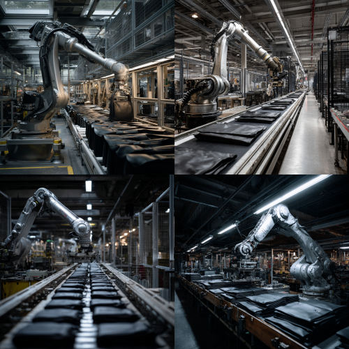 The giant silver robotic arm swings regularly in the gloomy factory, and on the conveyor belt are hundreds or thousands of black semi-finished leather bags