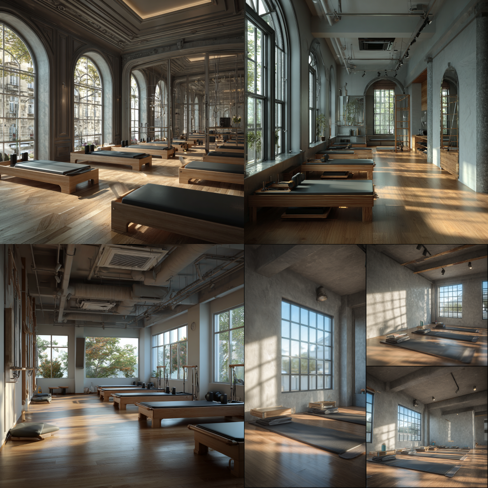 The corners of the Pratu classroom are all windows, and inside are private Pilates classes. The overall reference photos are high-definition and have a realistic effect   L  13       3DMAX