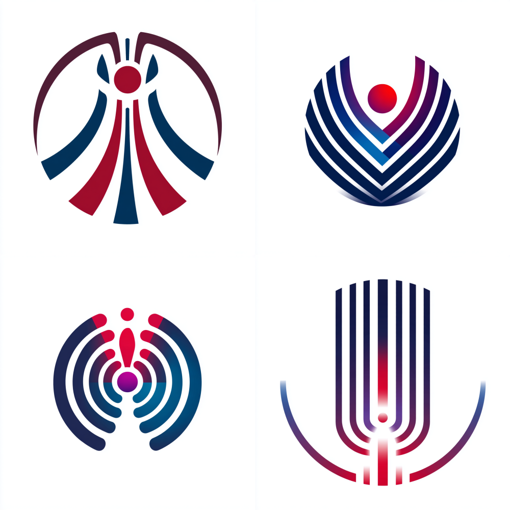 Emblem logo, a circular badge, three energy streams in dark blue converging to a central glowing core of red and purple, minimalist lines, on a white background, representing global convergence and power, corporate and authoritative --style raw --ar 1:1 --no gradient background, fantasy, ornate, shadow, 3d