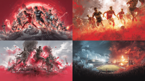 德国足球甲级联赛柏林联合对阵圣保利比赛的de宣传海报  --ar 16:9  --style raw