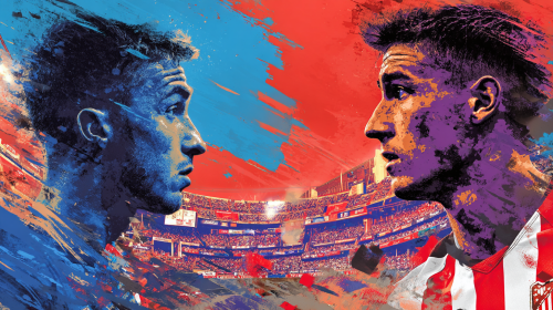 A captivating promotional poster for the La Liga match between Getafe and Athletic Bilbao, showcasing the vibrant energy of Spanish football. --ar 16:9 --style raw