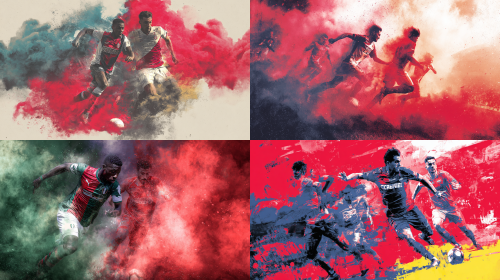 意大利足球甲级联赛克雷莫纳对阵博洛尼亚比赛的de宣传海报  --ar 16:9  --style raw